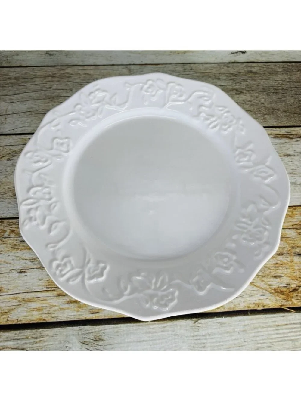 Better Homes And Gardens SUMMERDALE ROSE WHITE Stoneware Dinner Plates Set of 4